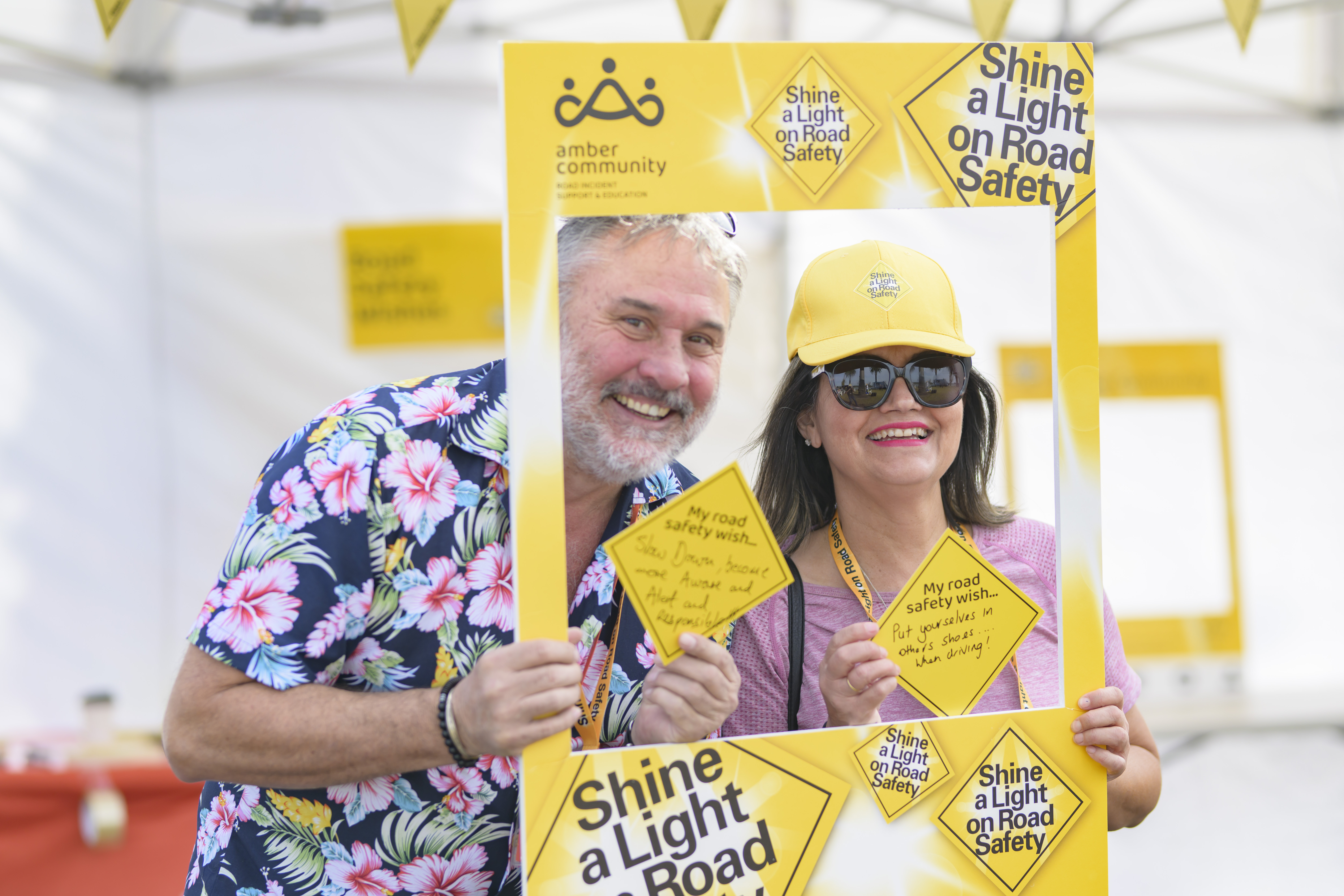 Amber Community volunteers supporting Shine a Light on Road Safety