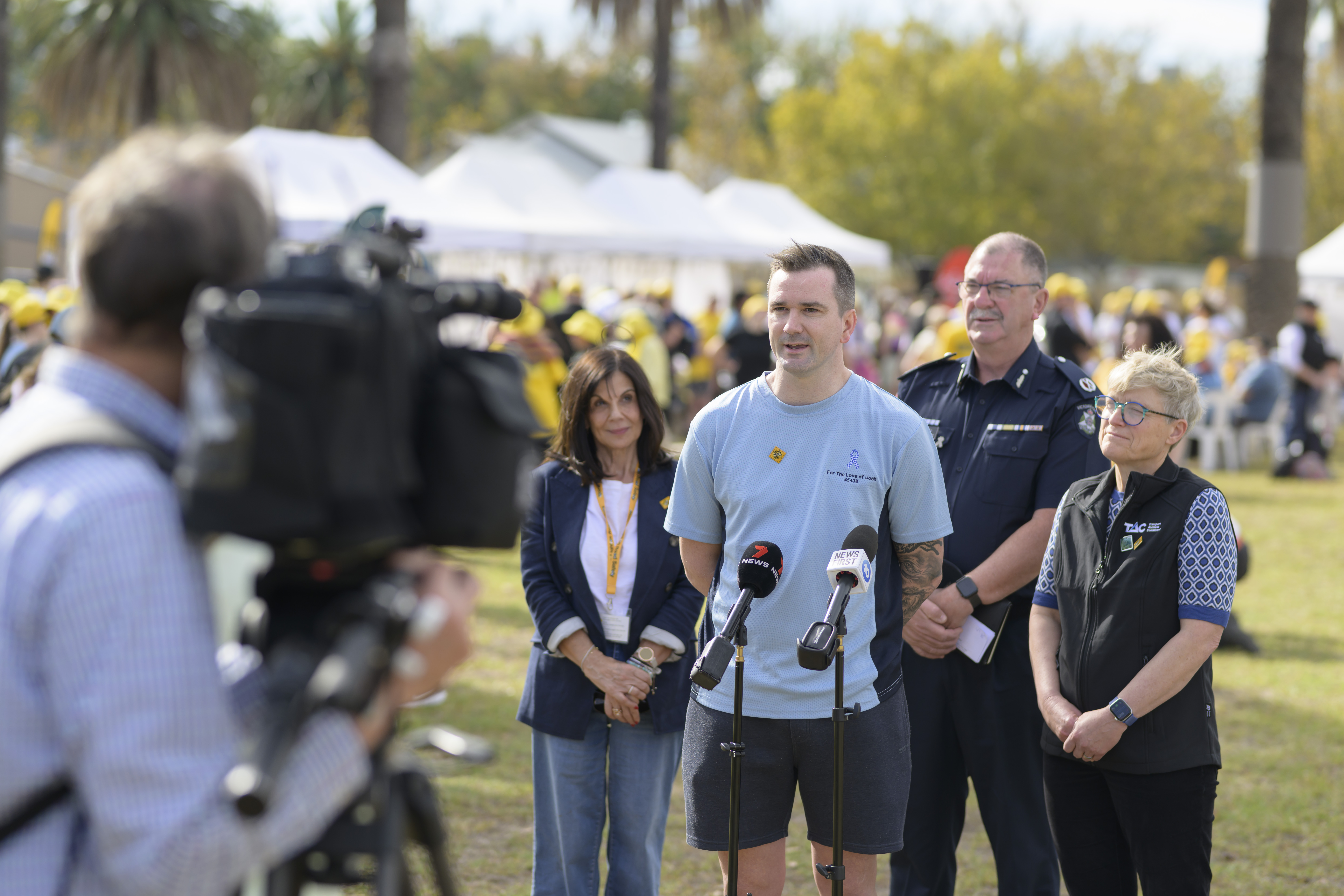 Alex Prestney sharing their story at Shine a Light on Road Safety Walk & Wheel